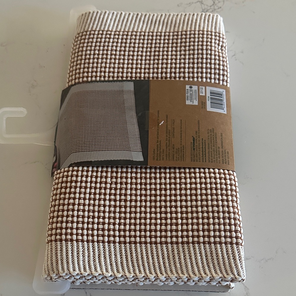 Bee & Willow Bordered Table Runner - Brown and Cream